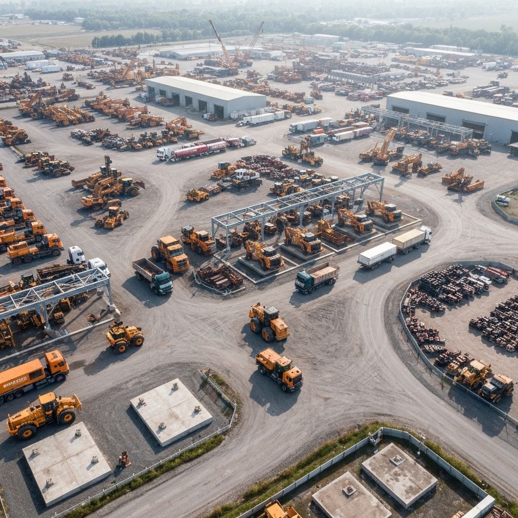 Heavy equipment yard aerial view
